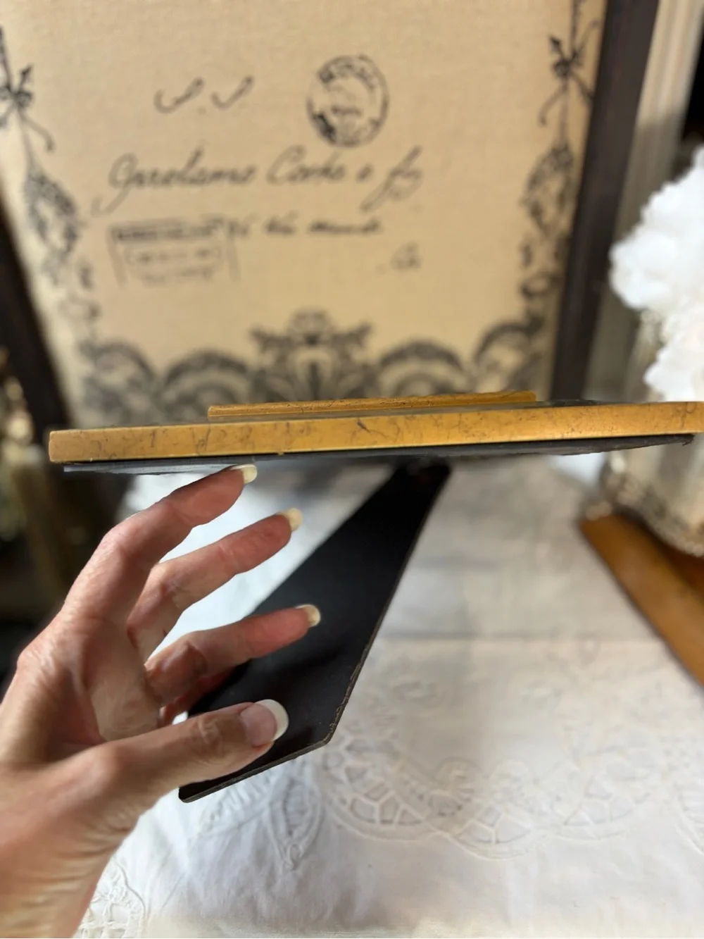 Vintage green floral picture frame